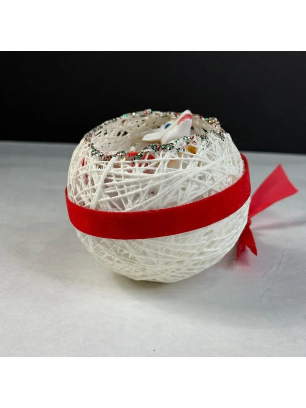 Vintage Diorama Egg String Christmas Ornament Blow Mold Reindeer